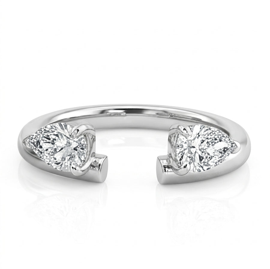 Pear diamonds double-ring
