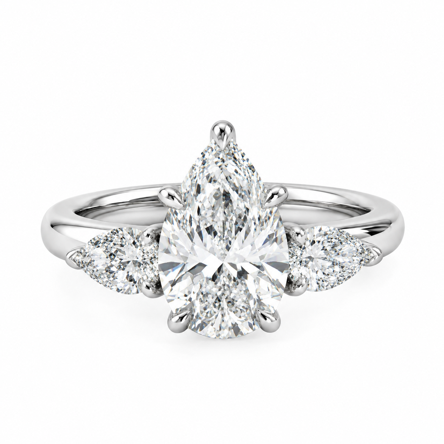 Pear diamonds double-ring